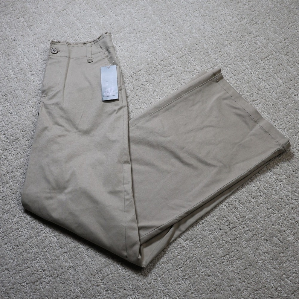 Wild Fable Tan Khaki Wide Leg Frayed Waist Trousers XXS NWT